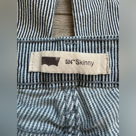 Levi's 524 Ultra Low Rise Skinny Leg Jeans Womens Blue White‎ Striped Size 26x32 - Picture 6 of 6